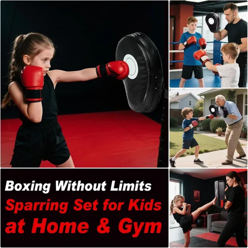 Vista 3 de 2-in-1 Boxing Pads Set, Punch Mitts & Kick Pad Combo for Kids & Adults, Adjustable MMA Training Gear for Boxing, Kickboxing, Karate & Taekwondo