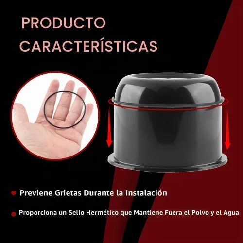 Vista 3 de RTrhinotuning 4 unidades de tapas centrales de rueda de 3 pulgadas de plástico, tapas centrales de empuje con brillo negro para remolques, camiones