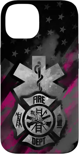 Vista 4 de EMT EMS Firefighter Pink Smoke Line USA American Flag Case for iPhone 17