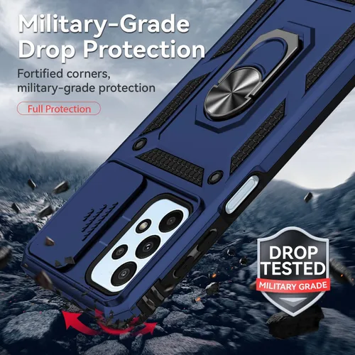 Vista 6 de Funda protectora para Galaxy A23 5G, con protectores de pantalla y funda para cámara, grado militar, 16 pies. Funda a prueba de caídas con función