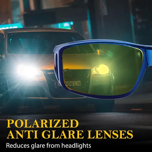 Vista 4 de FIMILU Paquete de 2 lentes de visión nocturna para mujeres y hombres, lentes polarizados para conducción nocturna antirreflejos para noche 0311