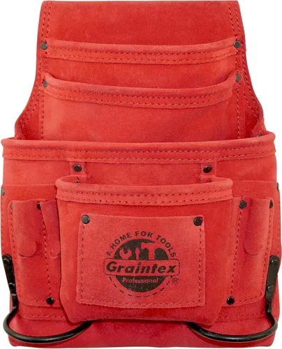 Vista 10 de Graintex - Bolsa de 10 bolsillos para uñas y herramientas, bolsa de cuero de ante color beige, cinturón de herramientas para constructores
