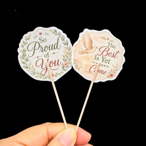 Vista 7 de 36 piezas de decoraciones familiares para cupcakes de jubilación Verde