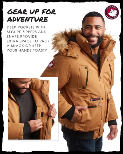 Vista 3 de CANADA WEATHER GEAR Chaqueta de invierno para hombre grande y alta, abrigo pesado tipo parka, chaqueta para hombres grandes y altos (M-5XL)