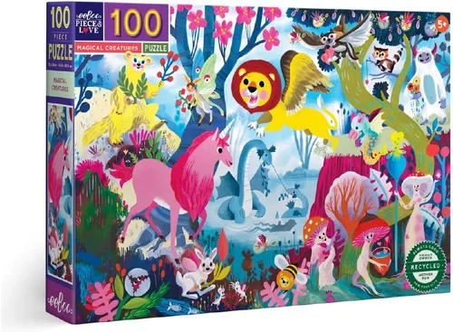 Vista 18 de eeBoo Rompecabezas de 100 piezas para niños – Explorers School of Magic Rompecabezas infantil con temática de mago, piezas grandes para manos
