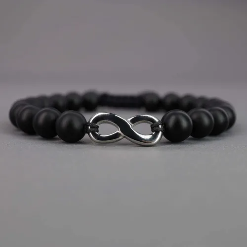 Vista 5 de COAI Infinity His and Hers Stone Matching - Pulseras para parejas Piedra ónix y turquesa africana