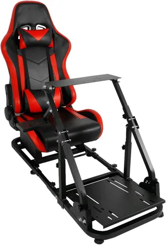 Vista 3 de Marada Racing Simulator Cockpit,Tilt-Adjustable Steering Wheel Stand with Red Seat fit Logitech G25 G27 G29 G920 Thrustmaster T300RS T150 PS4 Xbox