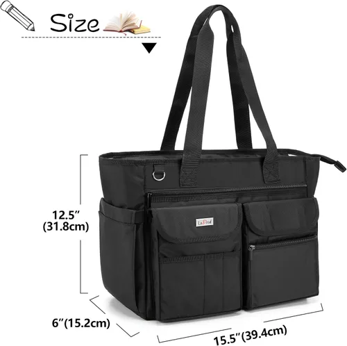 Vista 5 de LoDrid Bolsa para profesores con almohadilla inferior, capa de almacenamiento separada para laptop (hasta 15.6 pulgadas), bolsas para profesores