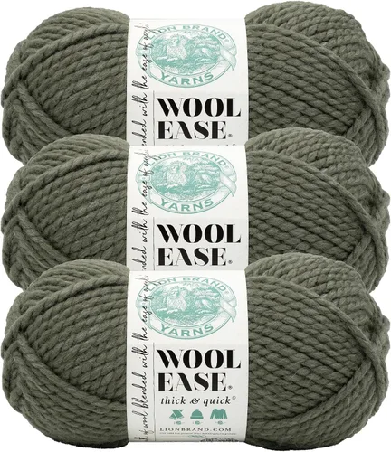 Vista 48 de Lion Brand Yarn - Ovillo de lana Wool-Ease Thick & Quick color fuerza aérea Super Bulky Wool Acrylic Blend Fiber for Soft Hats, Sweaters, Chunky