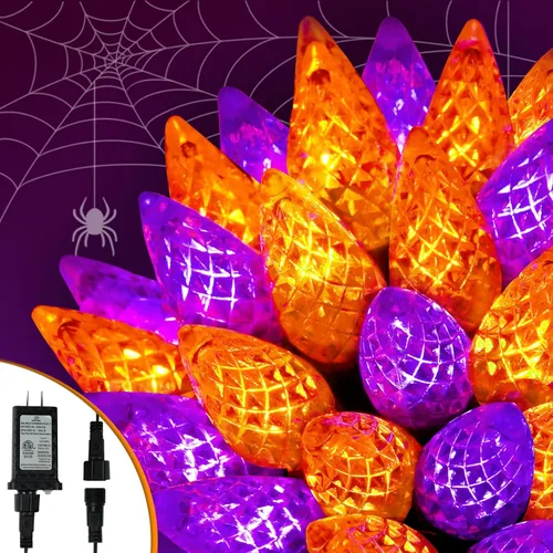 Vista 9 de Luces de cadena navideñas LED C6 conectables mejoradas de 250 LED multicolor, 82 pies, impermeables, luces centelleantes navideñas para exteriores