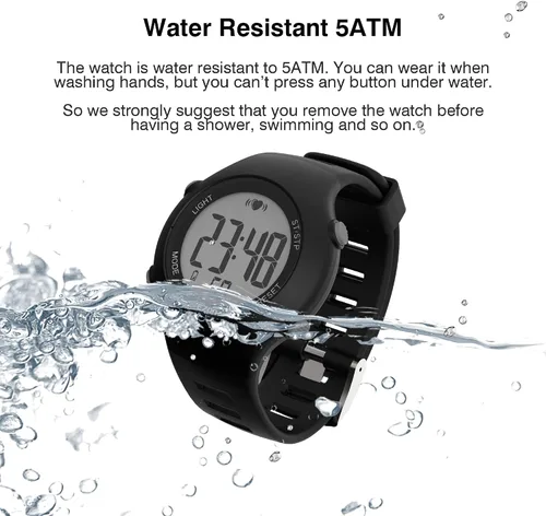 Vista 7 de EZON Heart Rate Monitor Chest Strap and Digital Watch,5ATM Waterproof Fitness Tracker with HRM,Calories Burned,Stopwatch and Hourly Chime - Ideal