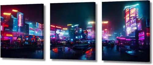 Vista 80 de Lienzo decorativo para pared de sala de estar, lienzo Cyberpunk, decoración de pared de 3 paneles, decoración de pared para el hogar, dormitorio