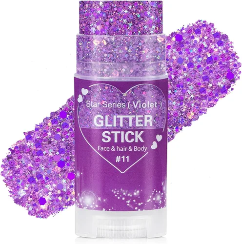 Vista 25 de Go Ho Patriotic Body Glitter Stick, accesorios del 4 de julio, rojo, blanco