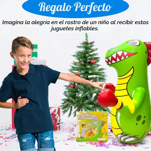 Vista 5 de Saco de boxeo inflable para niños, juguete de boxeo inflable Bop Bag - Dinosaurio inflable con movimiento instantáneo de rebote hacia atrás - El