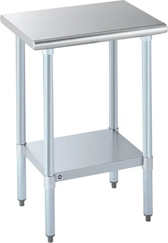 Vista 61 de ROCKPOINT Mesa de acero inoxidable para preparación y trabajo, 14x24 pulgadas; mesa de cocina comercial de metal NSF resistente con estante inferior