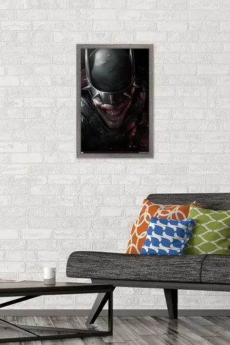 Vista 2 de Trends International DC Comics The Batman Who Laughs - Póster de pared de cara, 14.725 x 22.375 pulgadas, versión enmarcada de madera de granero