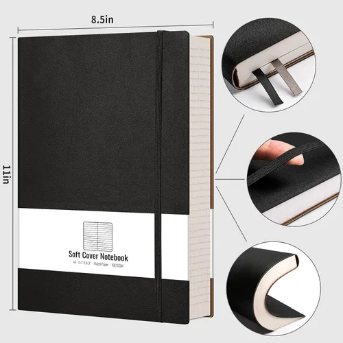 Vista 2 de AHGXG Cuaderno universitario rayado A4 - Cuaderno en blanco A4 extragrande con líneas - 320 páginas de diario grueso para escribir, papel grueso
