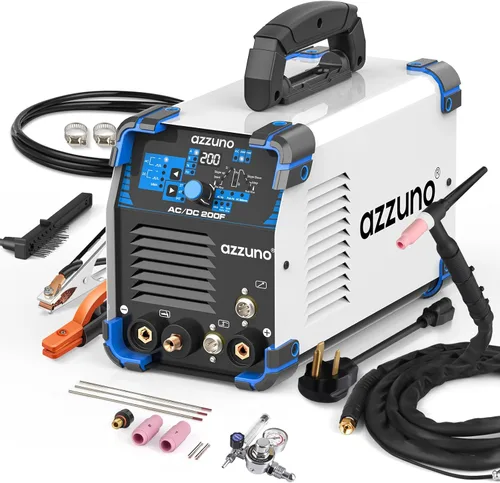 Vista 8 de AZZUNO Soldador TIG de 200 A con pulso frío, 5 en 1 DC HF TIG/TIG de pulso/TIG frío/TIG puntual/STICK, 110V y 220V de doble voltaje, soldador TIG