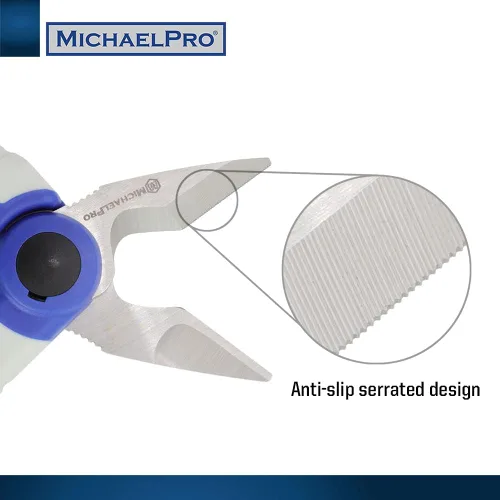 Vista 4 de MichaelPro MP010025 - Tijeras de electricista de acero inoxidable de 6 pulgadas Tijeras multiusos resistentes Corta cables y cable suave, funda