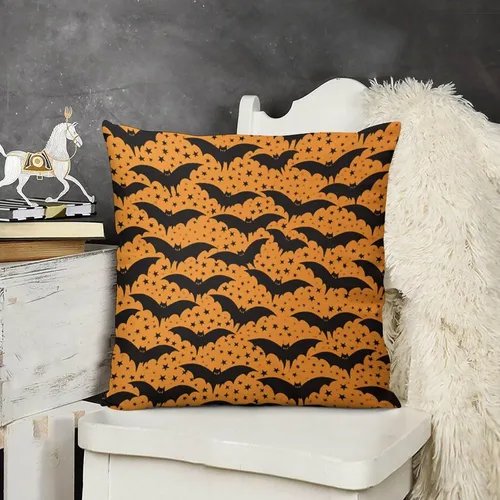 Vista 14 de Funda de almohada de calabaza, fantasma, espeluznante, telaraña, calavera, murciélagos, fundas de almohada decorativas, fundas de almohada rústicas