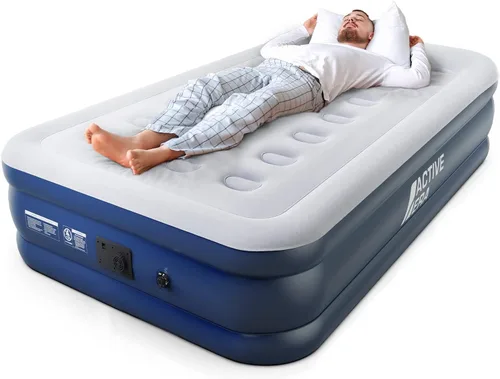 Vista 10 de Active Era Colchón de aire individual de 21 pulgadas con bomba integrada y almohada elevada, resistente a pinchazos, cama inflable impermeable