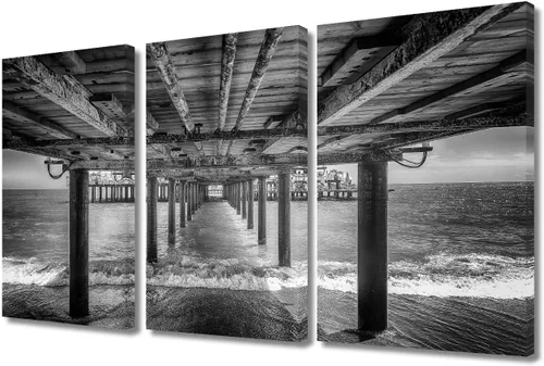 Vista 49 de Impresión fotográfica de paisajes oceánicos en blanco y negro, obra de arte en lienzo de paisaje marino, estirado y enmarcado, lienzo de ojo