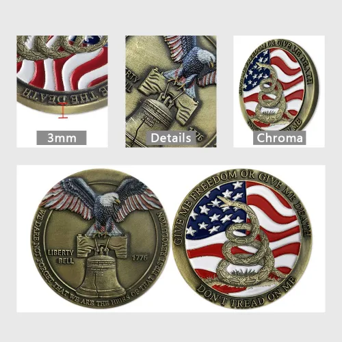 Vista 6 de Moneda militar Don't Tread on Me Challenge Coin US Liberty Bell