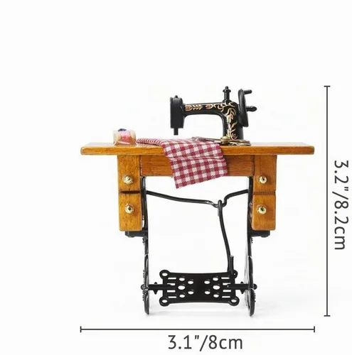 Vista 3 de Odoria Accesorios de decoración de casa de muñecas para máquina de coser en miniatura 1/12