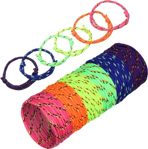 Vista 13 de WILLBOND Pulsera de amistad de neón 216 a granel para mujer, pulsera de paracaídas de regreso a clases, regalo para estudiantes, cumpleaños, aula