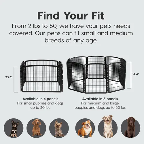 Vista 7 de IRIS USA 585605 - Corralito para mascotas de 8 paneles, 34 pulgadas, sin puerta, negro (585605) Safe Play Zone, Flexible Boundary, Configurable