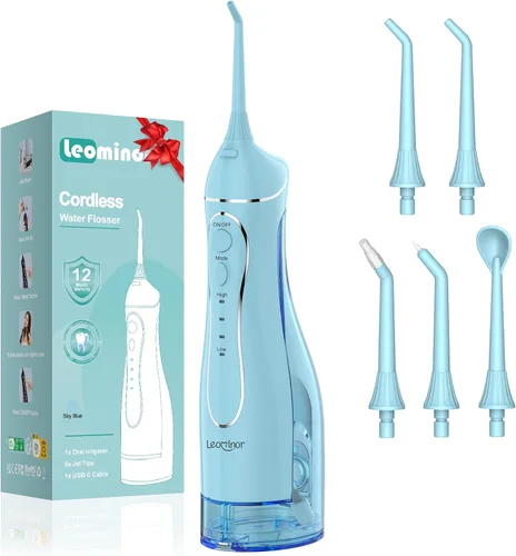 Vista 12 de Aetiovek Leominor - Hilo dental portátil para agua, 10.14 fl oz. irrigador oral actualizado con tanque removible, IPX7 resistente al agua, limpiador