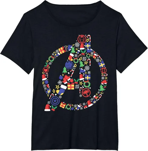 Vista 34 de Marvel Avengers A Logo Symbol Holiday Christmas Icons Camiseta, Negro
