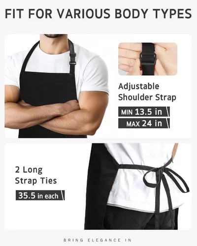 Vista 5 de Syntus Chef Apron for Men Women Kitchen Cooking Apron with Pockets, Adjustable Bib Aprons Stain Resistant