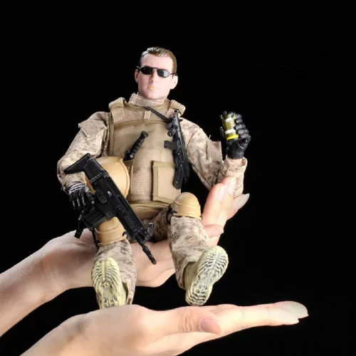 Vista 6 de Pipigirl Figura de acción de fuerzas especiales de 1/6 de 12 pulgadas, modelo de soldado flexible del equipo SWAT, para niños, adultos, sellos