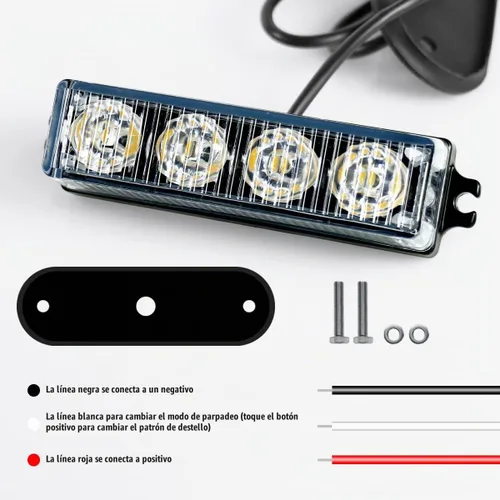 Vista 5 de FXC - 2 luces estroboscópicas intermitentes con 4 LED para montaje en superficie, para camión, automóvil, vehículo, luz de rejilla LED, baliza