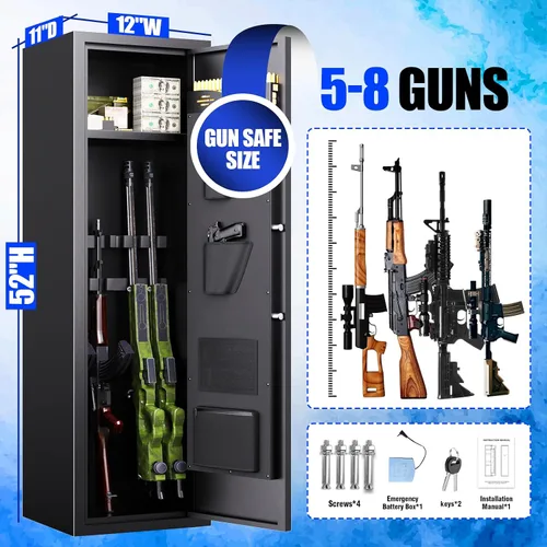 Vista 3 de Caja fuerte para armas 5-8 para rifles y pistolas, casillero de armas de huellas dactilares, biométrico seguro para armas, sin montaje, estante