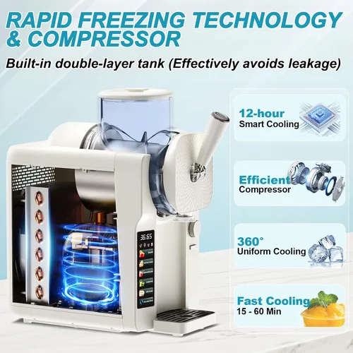 Vista 5 de Máquina para hacer helados, máquina de helado suave y máquina de granizado para el hogar, hace helado, yogur congelado, gelato, batidos