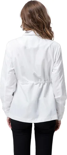Vista 6 de Hujoin Chaqueta bomber ligera para mujer, con cuello alto, cordón y bolsillos