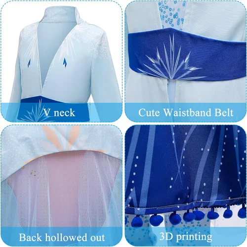Vista 3 de YOJOJOCO Disfraces de princesa para niñas, vestidos y accesorios de princesa