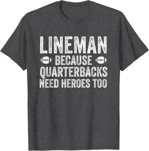 Vista 42 de Lineman Because Quarterbacks Need Heroes Camiseta de fútbol linieros S Negro
