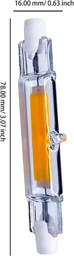 Vista 2 de R7s - Bombilla LED COB de doble extremo, 10 W, 3.071 in, equivalente a halógeno, 120 V, tipo J, reflector R7s, ajustable, blanco cálido, 3000 K