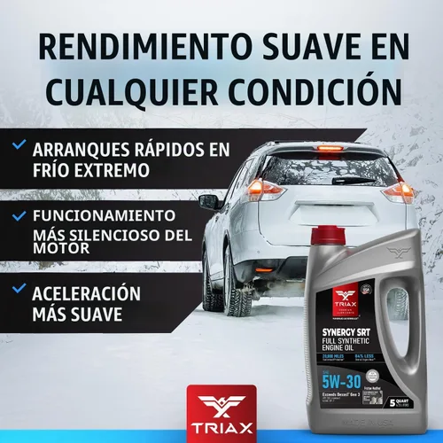 Vista 7 de TRIAX Synergy SRT 5W-30 Aceite de motor PAO-éster completamente sintético, drenaje de 12.4 mi, modificación por fricción moly/boro, licencia API SP