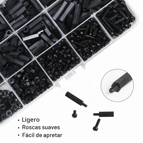 Vista 5 de 600 piezas M3 macho hembra separadores hexagonales de nailon tornillos tuercas, kit surtido de separadores y tornillos para placa base, pilar