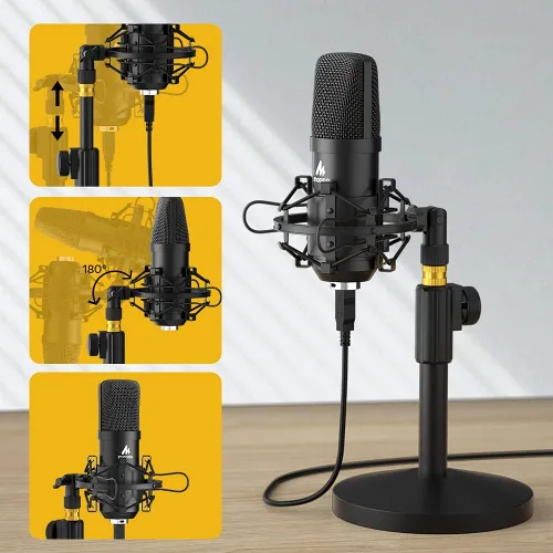 Vista 7 de Kit de micrófono USB MAONO 192KHZ/24BIT AU-A04T para PC, micrófono condensador cardioide para podcast, transmisión, Plug & Play para computadora