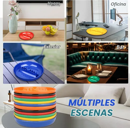 Vista 5 de Juego de 3 ceniceros de colores surtidos, bandeja de cenizas para cigarrillos y puros, ceniceros redondos de plástico de gran tamaño, para 3 piezas