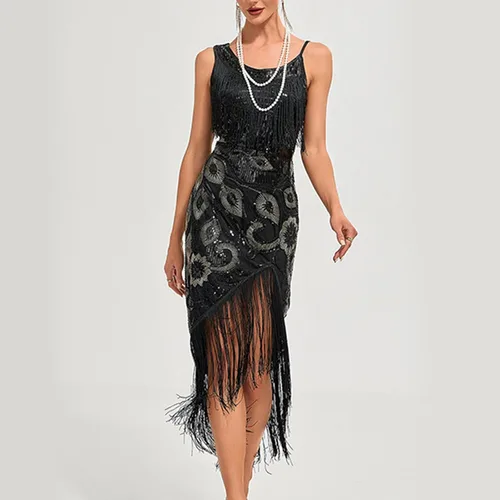 Vista 6 de Christmas Party Dress Party Sexy Dress Fashion Solid Color Sequin Fringe Dress New Years Eve. Women's Dresses