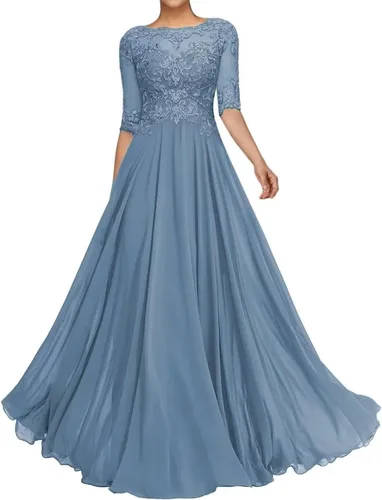 Vista 5 de Vestido de noche formal de manga corta con apliques de encaje apliques de encaje vestido de invitado de boda de gasa