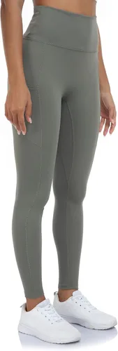 Vista 3 de HERRLA Leggings de cintura alta para mujer con bolsillo, pantalones de yoga cruzados para gimnasio y entrenamiento