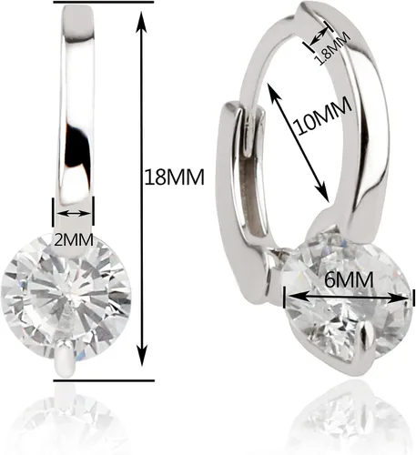 Vista 3 de 925 Sterling Silver Simulated Diamond Solitaire Tiny Huggie Hoop Earrings
