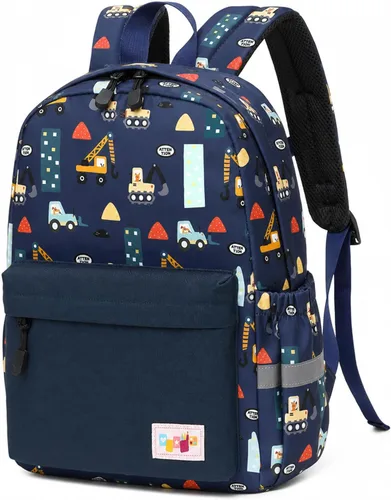 Vista 22 de mygreen Mochila para niños pequeños, mochila para niños y niñas con correa para el pecho Coches Coloridos Azul Claro